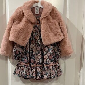 cupcakes & cashmere Pink Jacket and Floral Dress Set
